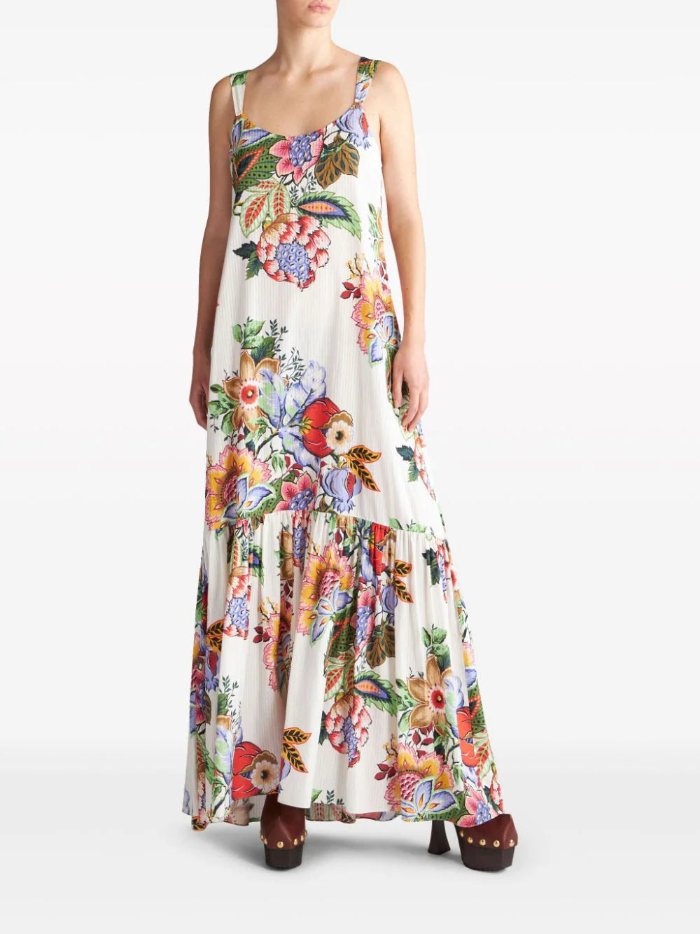 ETRO Floral-Print Cotton Blend Silk Maxi Dress Made In Itlay (PLEASE READ DESCRIPTION)