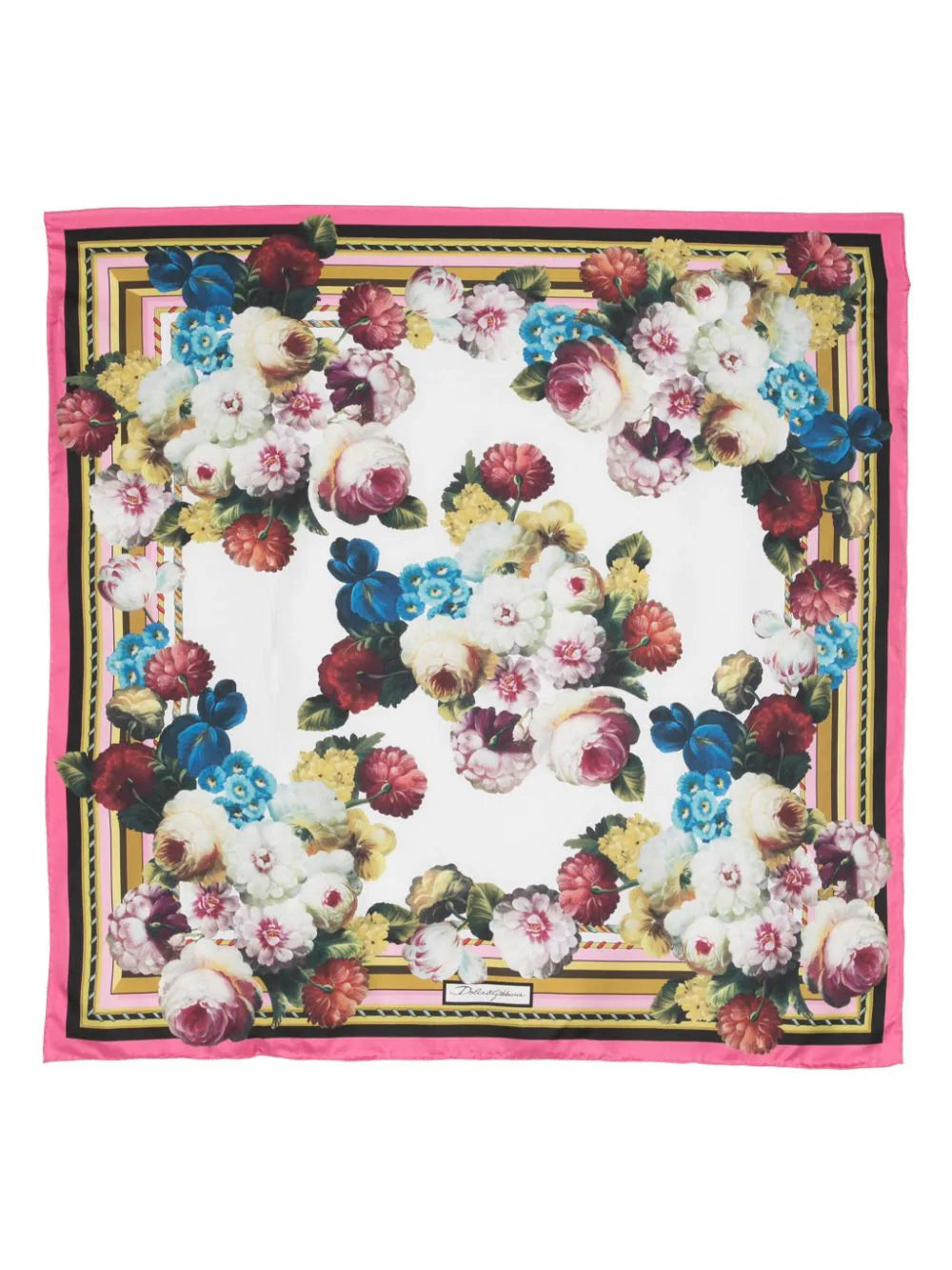 NEW Dolce & Gabbana 100% Silk Floral Print Silk Scarf Made In Italy