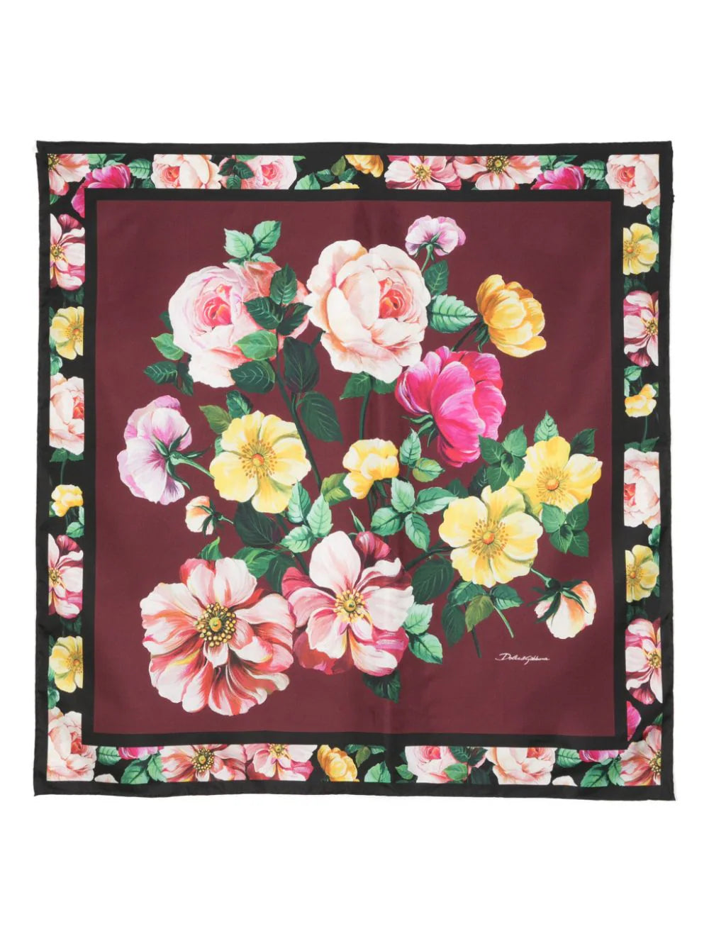 NEW Dolce & Gabbana 100% Silk Floral Print Silk Scarf Made In Italy