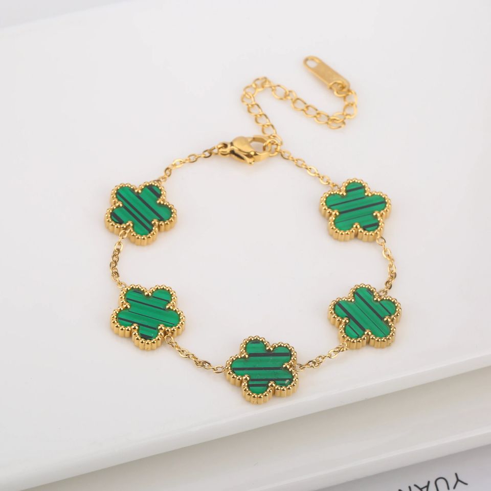 Hot Sale Stainless Steel Laser Five Leaf Flower Petal Adjustable Clover Bracelet Necklace Classic for Woman Girl Brand Jewellery Party Gift