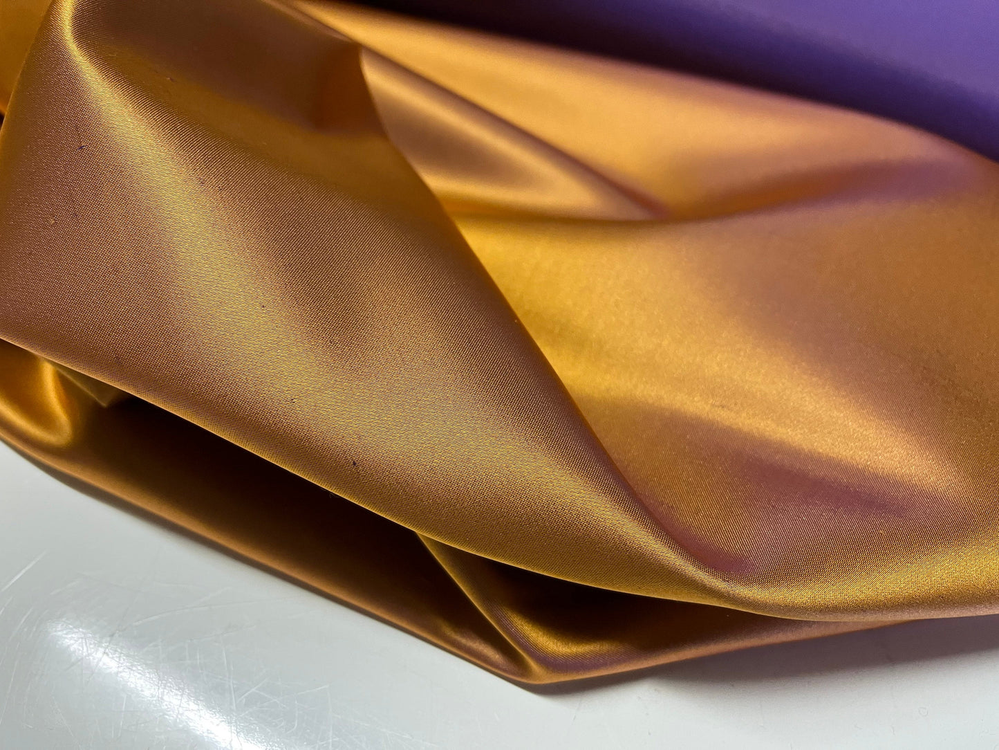 NEW High Class Two Tone Orange Purple 100% Silk Slub Dupion Satin Fabric
