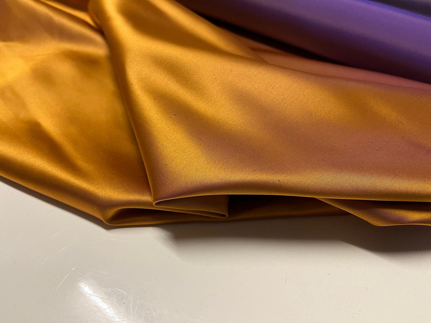 NEW High Class Two Tone Orange Purple 100% Silk Slub Dupion Satin Fabric