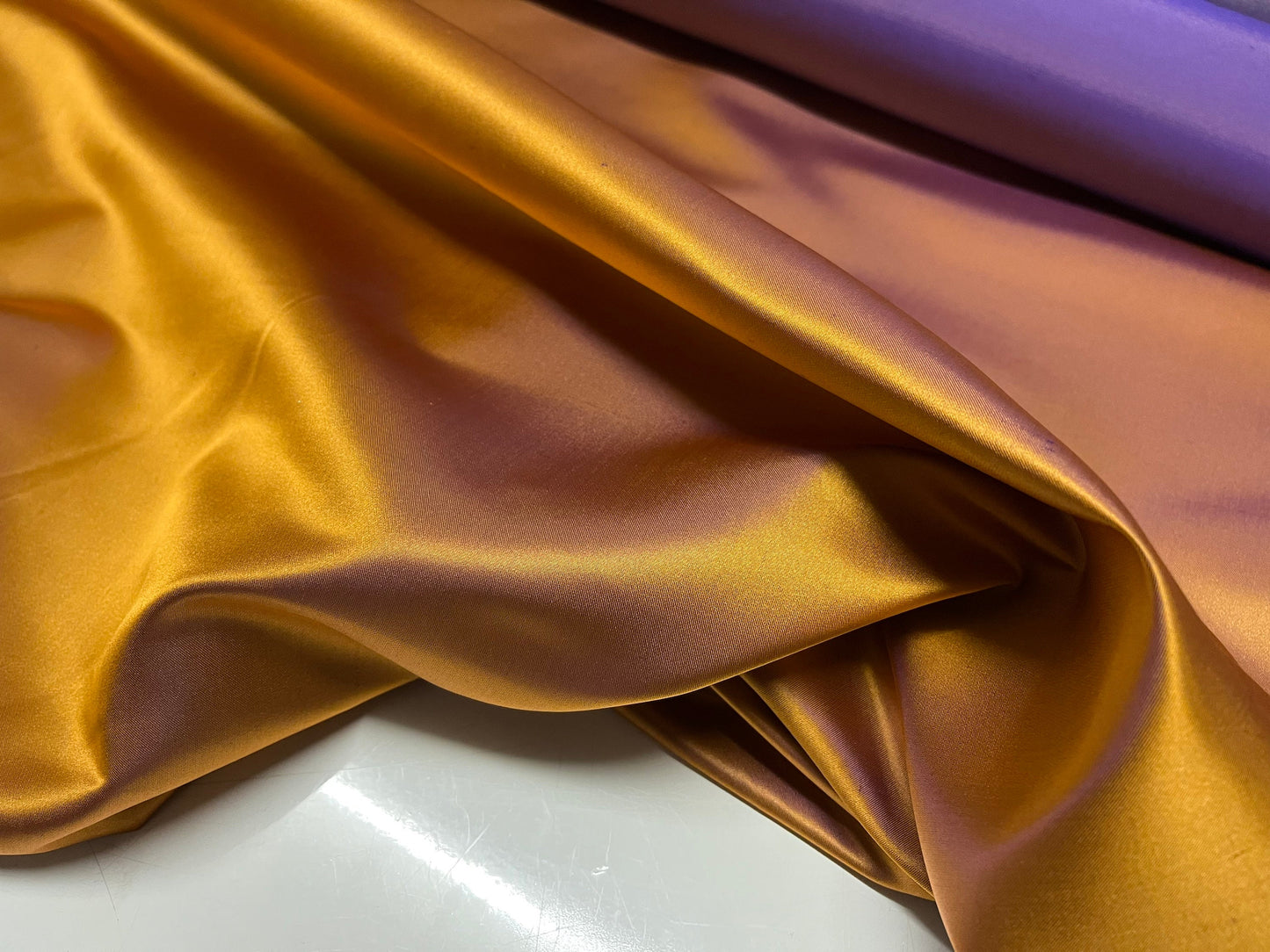 NEW High Class Two Tone Orange Purple 100% Silk Slub Dupion Satin Fabric