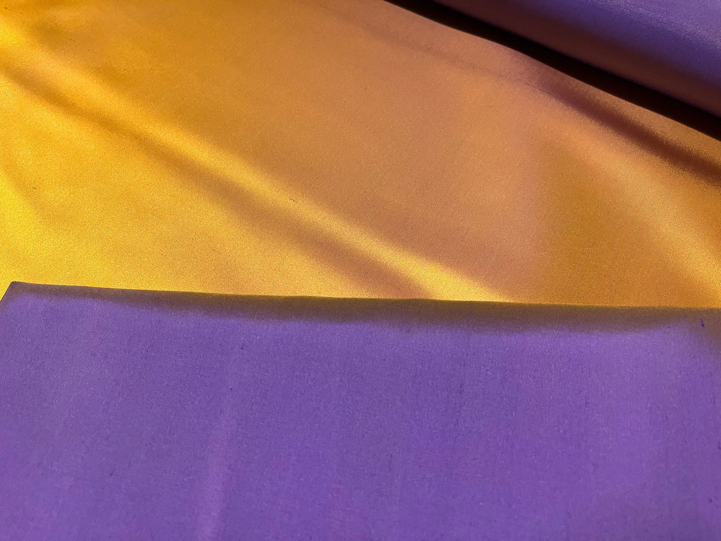 NEW High Class Two Tone Orange Purple 100% Silk Slub Dupion Satin Fabric