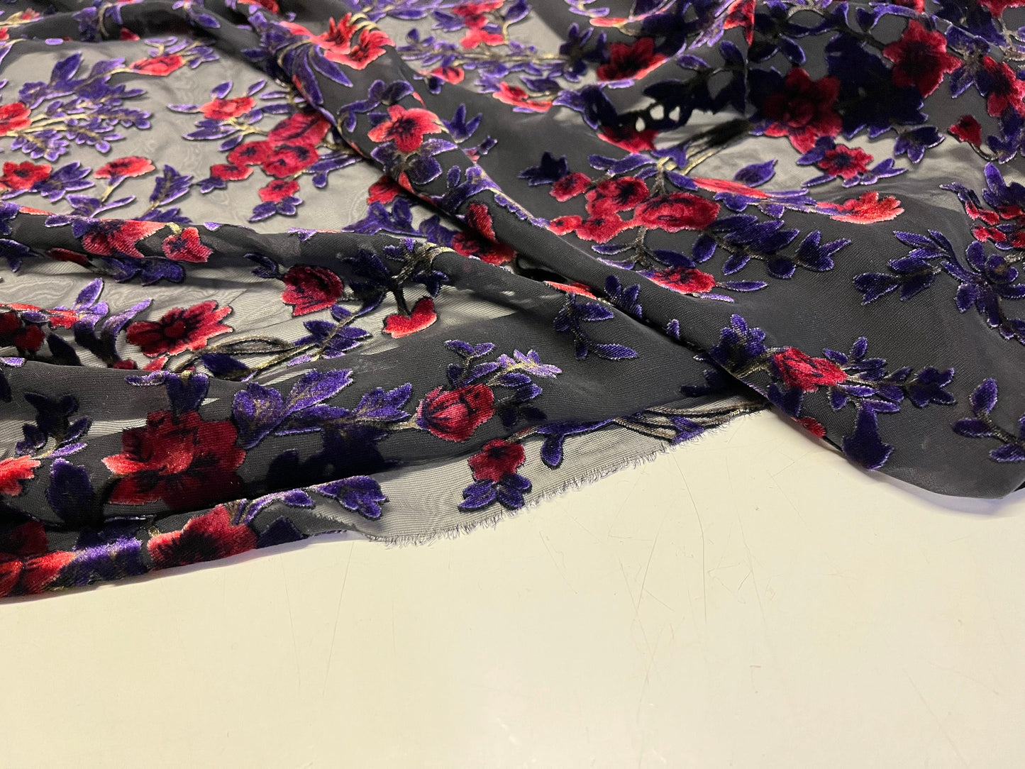 NEW High Class Floral Viscose Silk Velvet Devore Fabric (See Description)