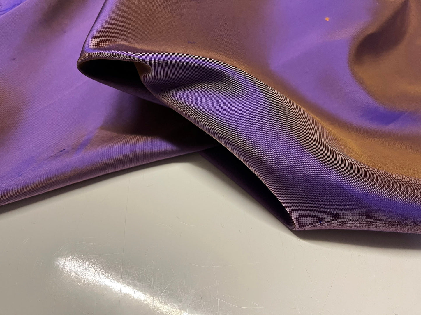 NEW High Class Two Tone Orange Purple 100% Silk Slub Dupion Satin Fabric