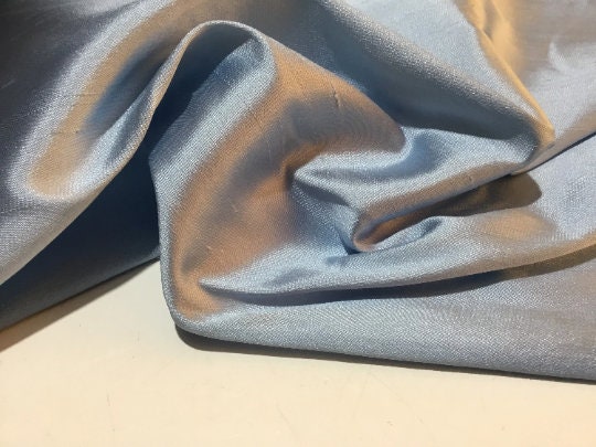 NEW High Class Light Blue Stretch Silk Slub Dupion Fabric