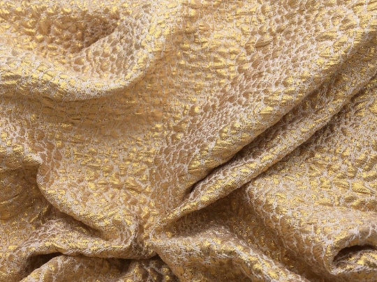 NEW High Class Gold Lurex Jacquard Cloque Fabric