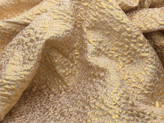 NEW High Class Gold Lurex Jacquard Cloque Fabric