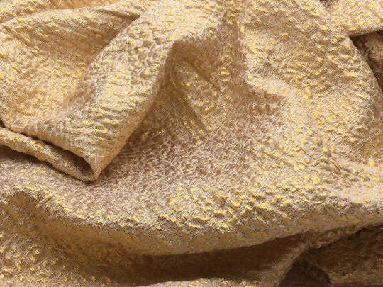 NEW High Class Gold Lurex Jacquard Cloque Fabric
