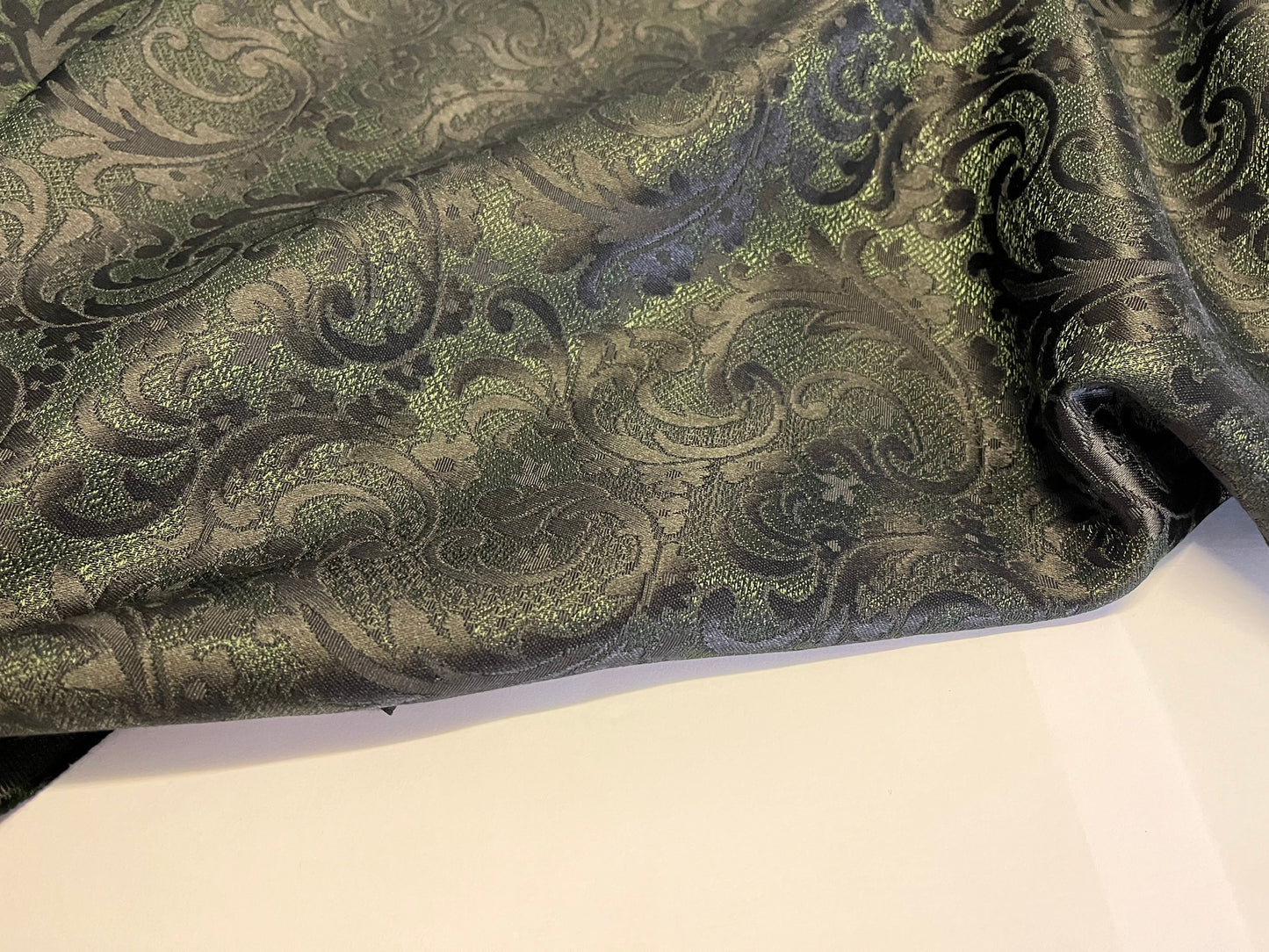 NEW High Class Black Green Jacquard Brocade Fabric