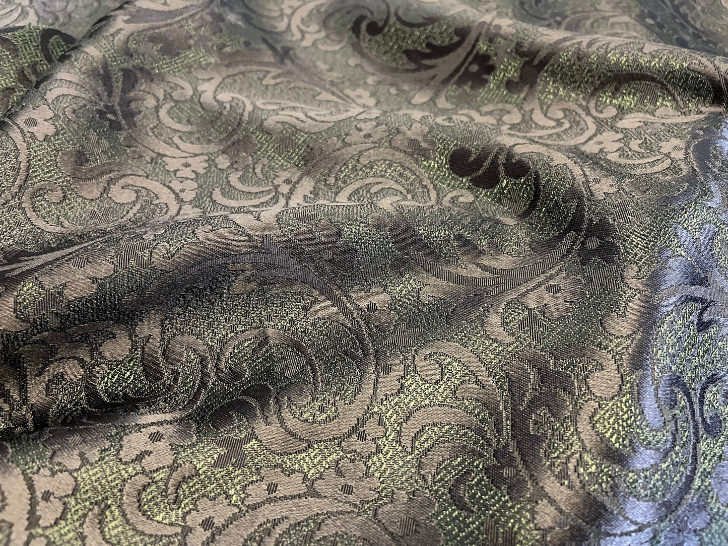 NEW High Class Black Green Jacquard Brocade Fabric