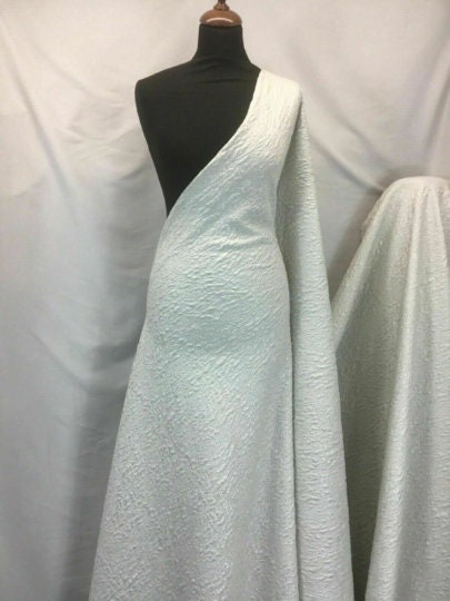 NEW High Class Ivory Silver Floral Jacquard Cloque Lurex Fabric