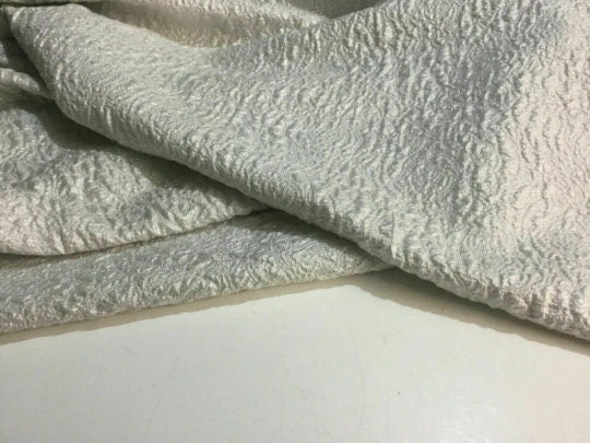 NEW High Class Ivory Silver Floral Jacquard Cloque Lurex Fabric