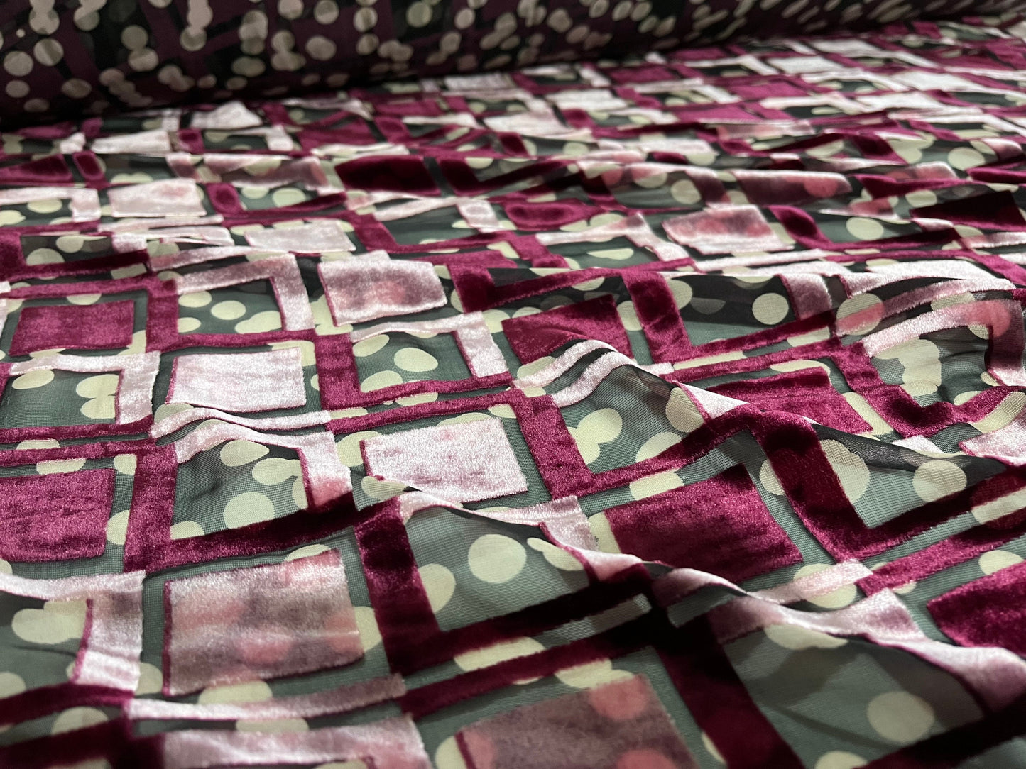 NEW High Class Square Viscose Silk Velvet Devore Spot Print Fabric