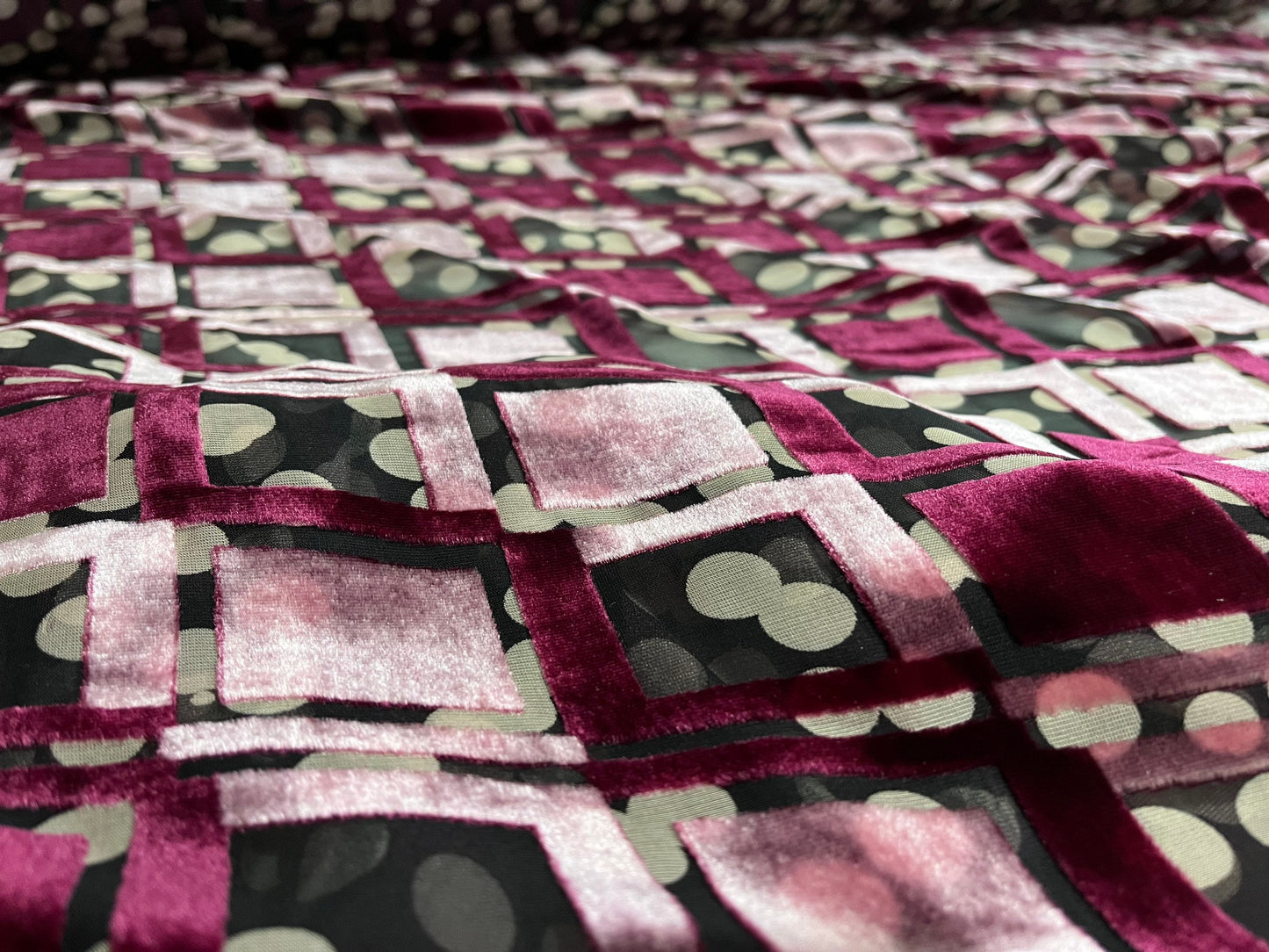 NEW High Class Square Viscose Silk Velvet Devore Spot Print Fabric