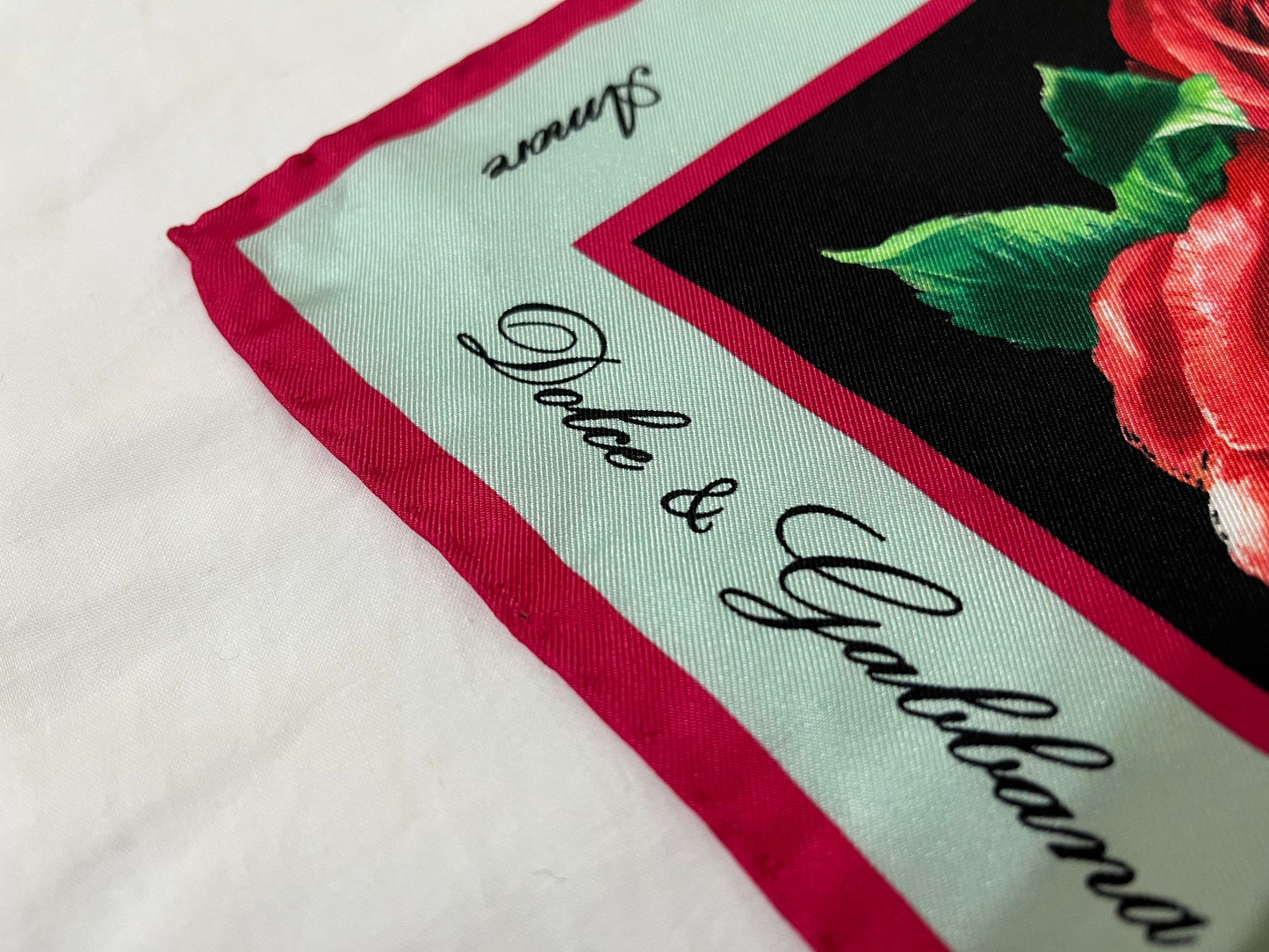 Dolce & Gabbana 100% Silk Scarf Rose Print Made In Italy (Read Description) (SOLD OUT)