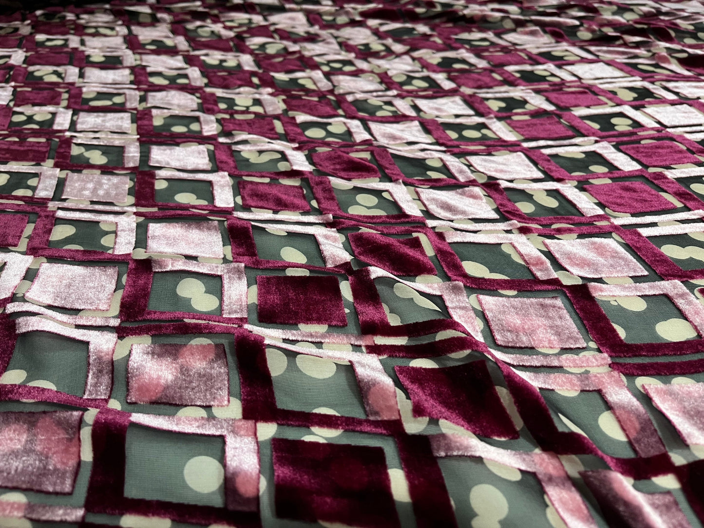 NEW High Class Square Viscose Silk Velvet Devore Spot Print Fabric