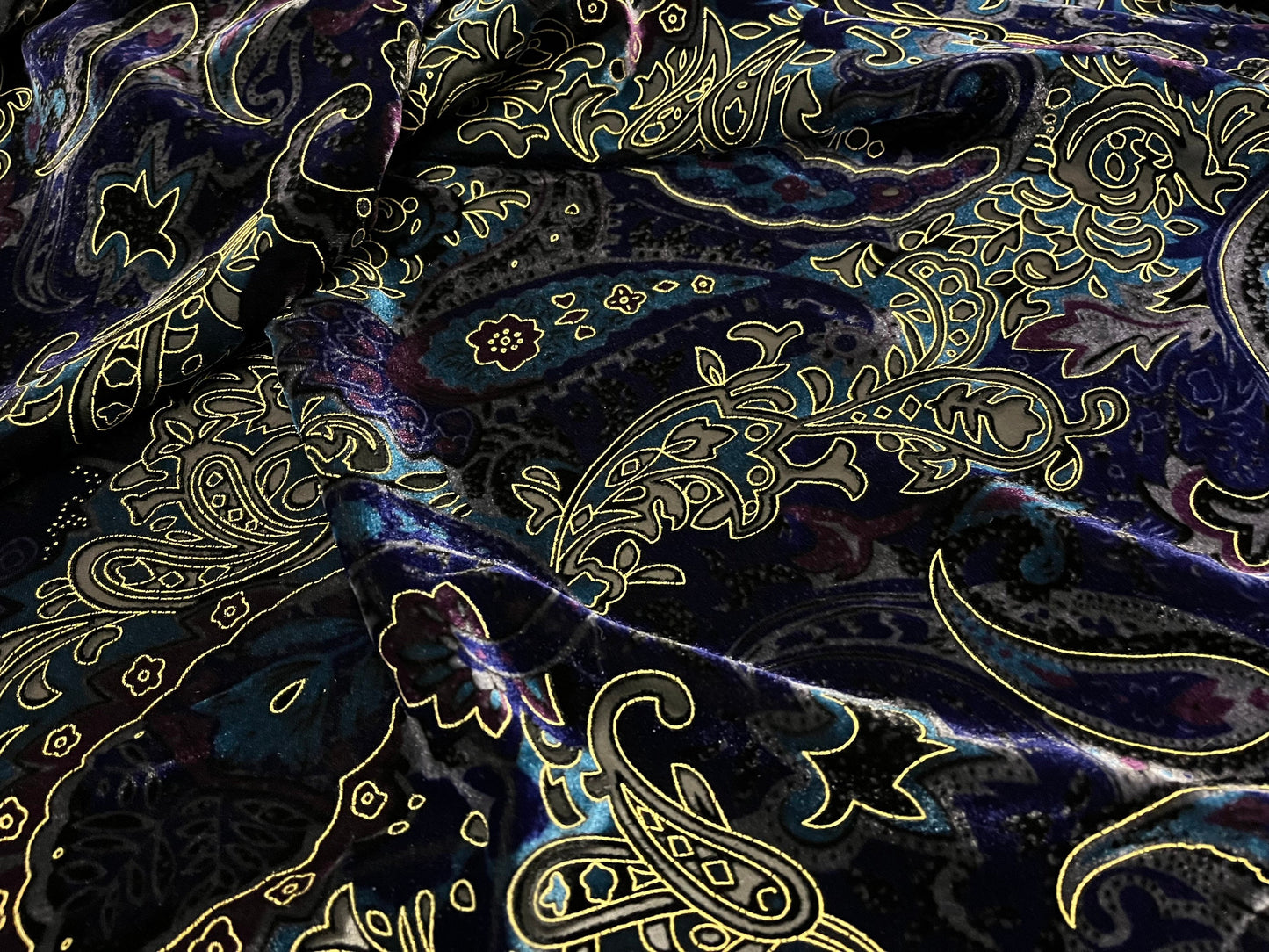 NEW High Class Paisley Viscose Silk Velvet Devore Fabric