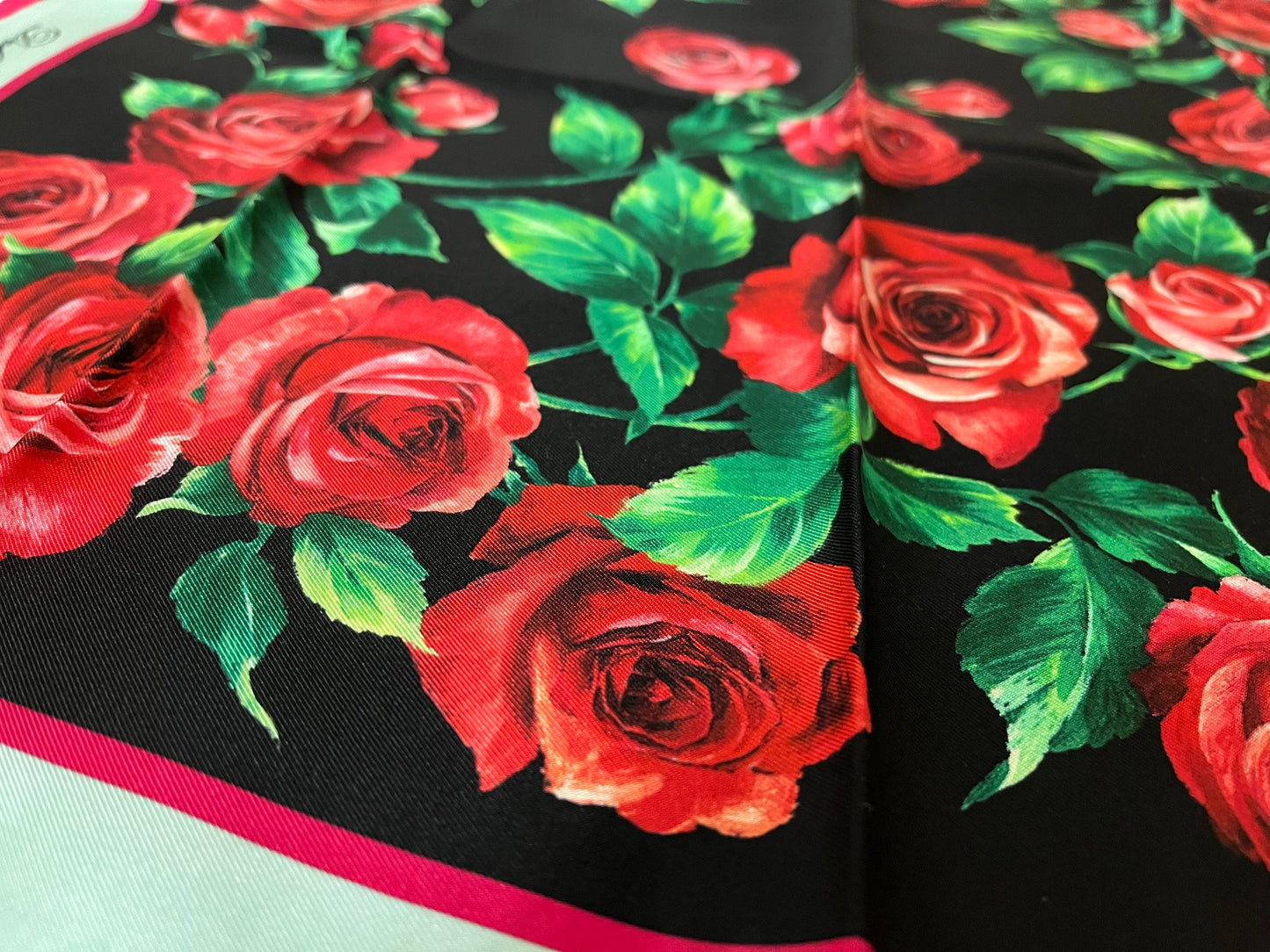 Dolce & Gabbana 100% Silk Scarf Rose Print Made In Italy (Read Description) (SOLD OUT)
