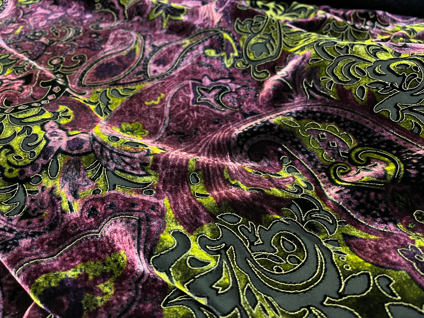 NEW High Class Paisley Viscose Silk Velvet Devore Fabric (See Description)
