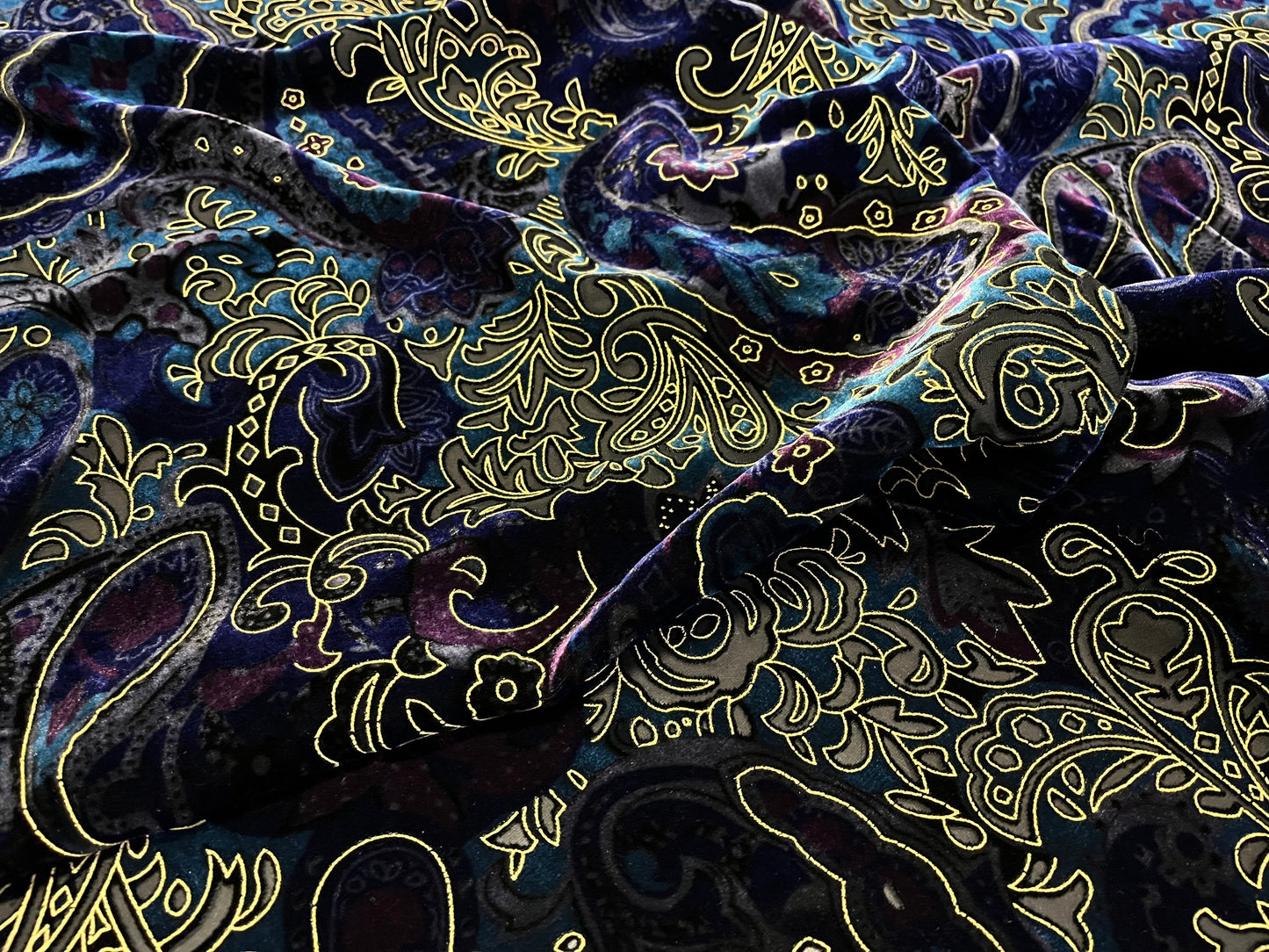 NEW High Class Paisley Viscose Silk Velvet Devore Fabric