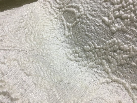 NEW High Class Ivory Wool Silver Lurex Tweed Boucle Jacquard Fabric