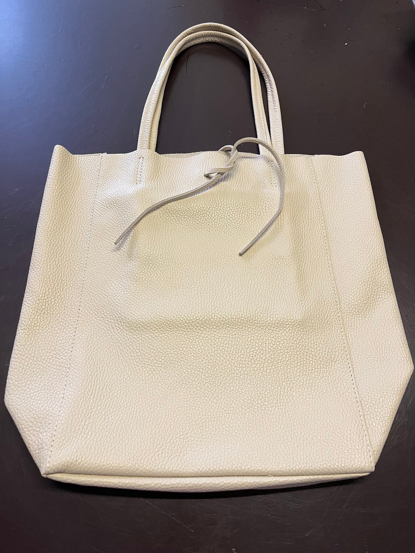NEW High Class Cream Women's Genuine Leather Bag, Leather Tote Bag, Gift Bag, Shoulder Bag