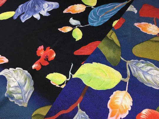 NEW Haute Italian 100% Silk Floral Picasso Print Fabric Made In Italy