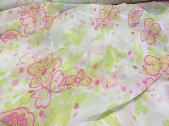 NEW High Class 100% Pure Silk Chiffon Floral Print Fabric
