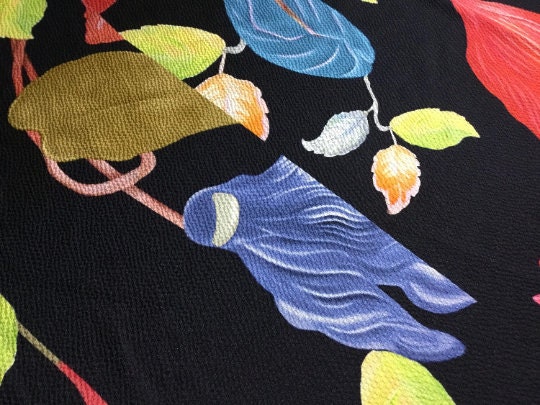 NEW Haute Italian 100% Silk Floral Picasso Print Fabric Made In Italy