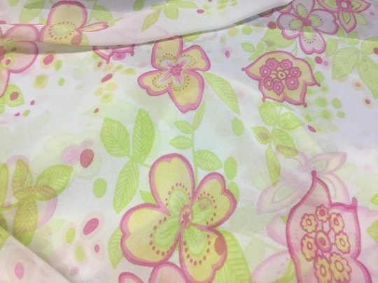 NEW High Class 100% Pure Silk Chiffon Floral Print Fabric