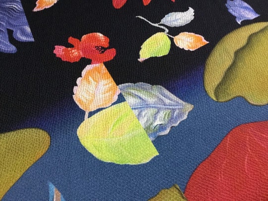 NEW Haute Italian 100% Silk Floral Picasso Print Fabric Made In Italy
