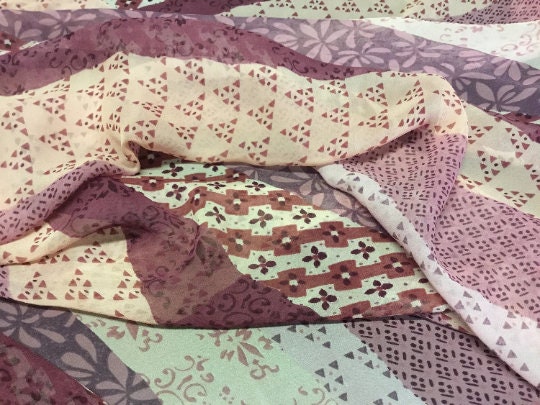 NEW High Class 100% Pure Silk Chiffon Multi Patterned Print Fabric