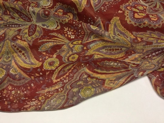 NEW High Class 100% Pure Silk Chiffon Floral Print Fabric