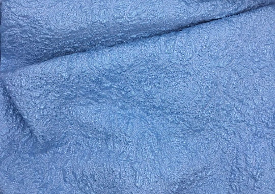 NEW High Class Light Blue Floral Jacquard Cloque Lurex Fabric