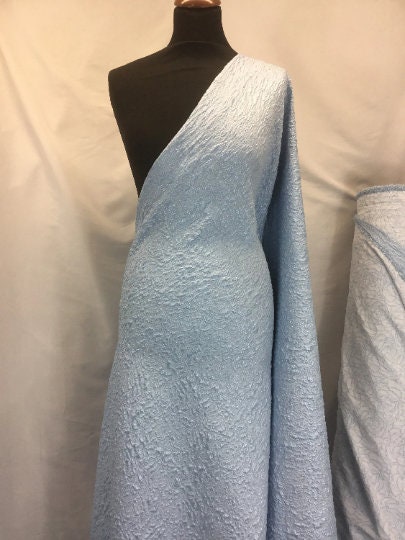 NEW High Class Light Blue Floral Jacquard Cloque Lurex Fabric