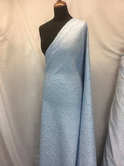 NEW High Class Light Blue Floral Jacquard Cloque Lurex Fabric