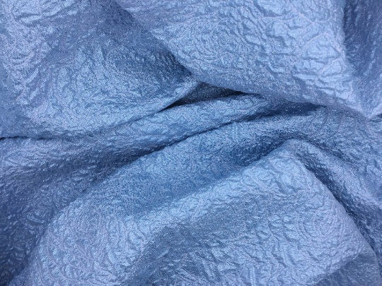 NEW High Class Light Blue Floral Jacquard Cloque Lurex Fabric
