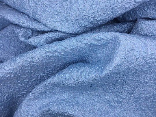 NEW High Class Light Blue Floral Jacquard Cloque Lurex Fabric