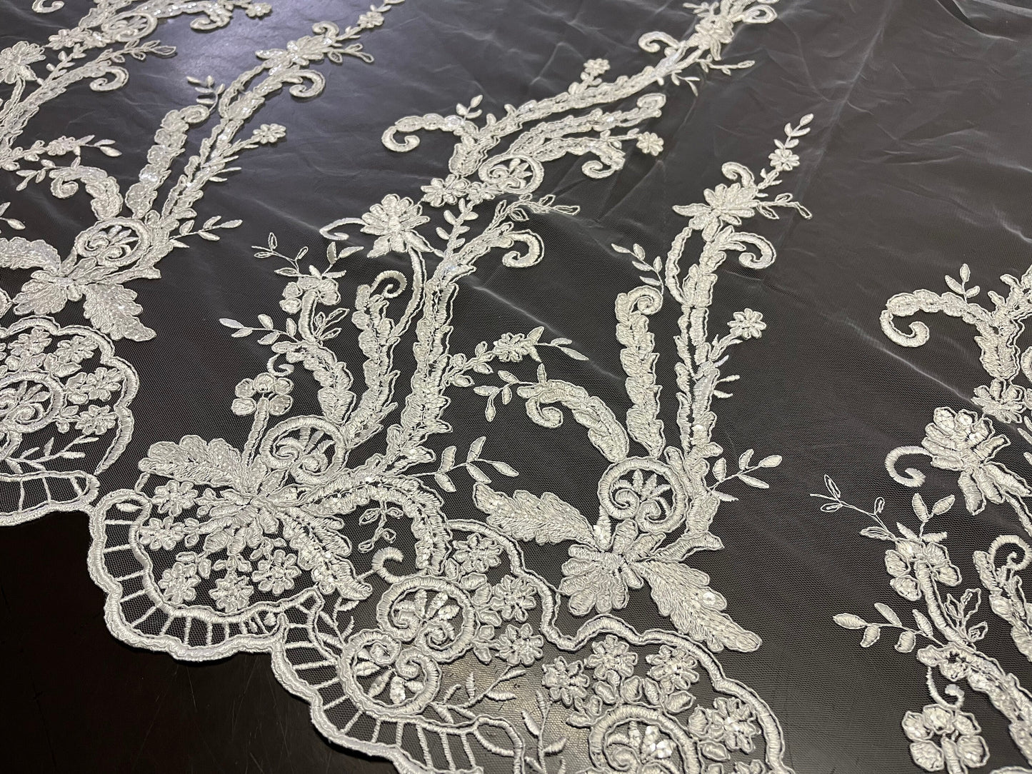 NEW High Class Bridal Embroidered Sequins Tulle Trim / Trimming
