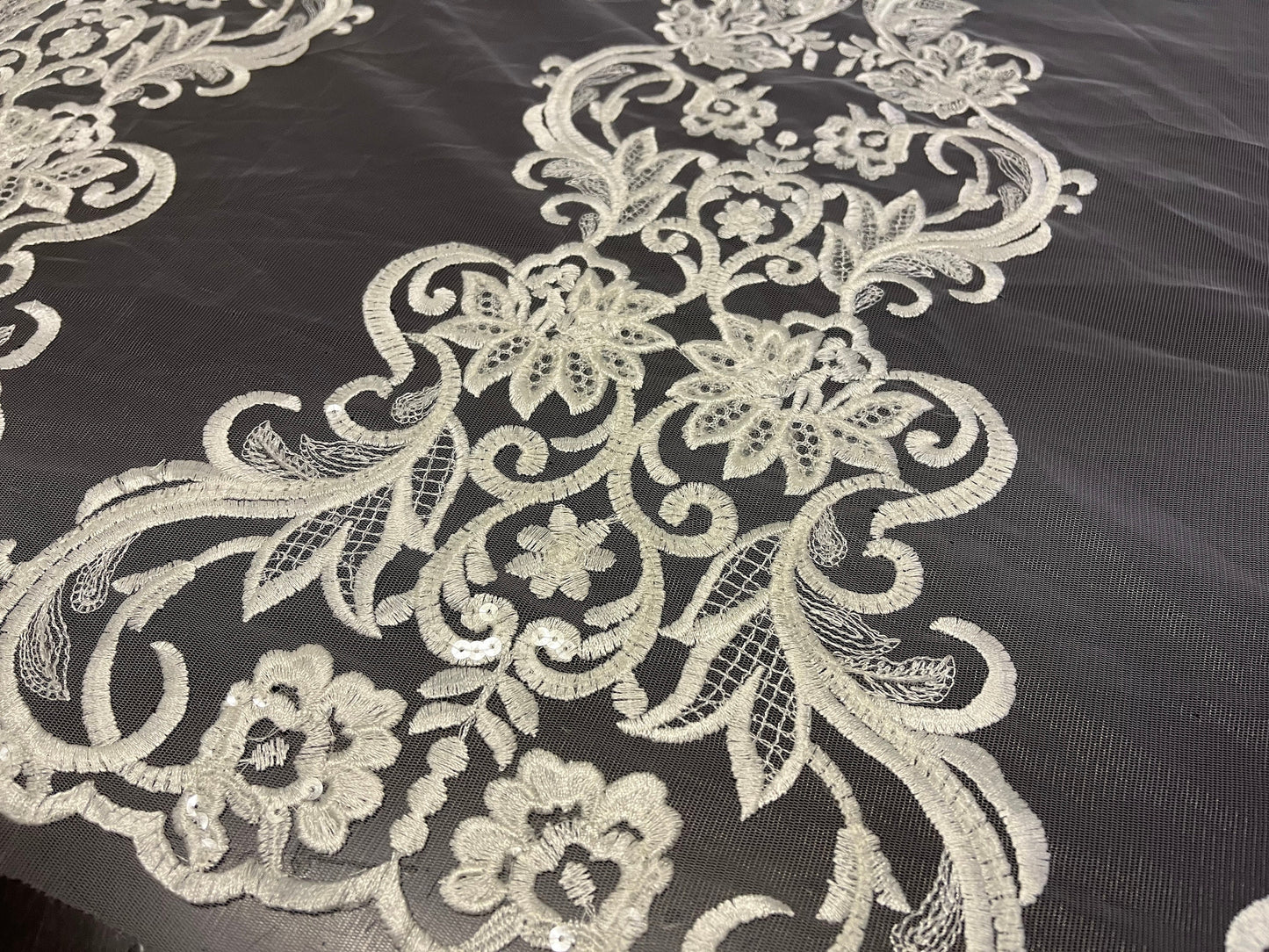 NEW High Class Bridal Embroidered Sequins Tulle Trim / Trimming