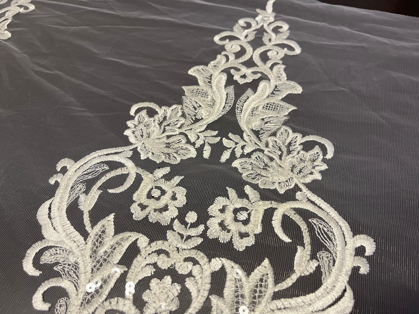 NEW High Class Bridal Embroidered Sequins Tulle Trim / Trimming