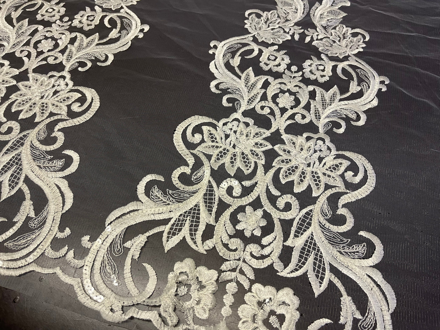 NEW High Class Bridal Embroidered Sequins Tulle Trim / Trimming