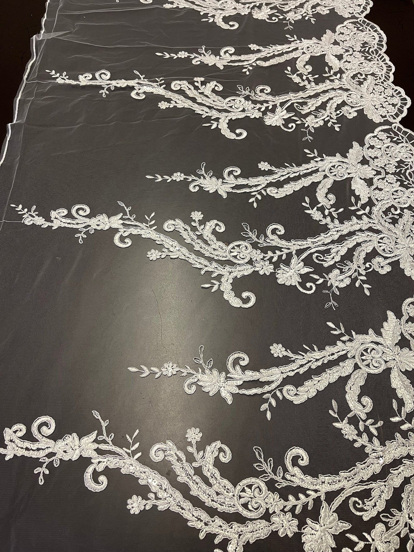 NEW High Class Bridal Embroidered Sequins Tulle Trim / Trimming