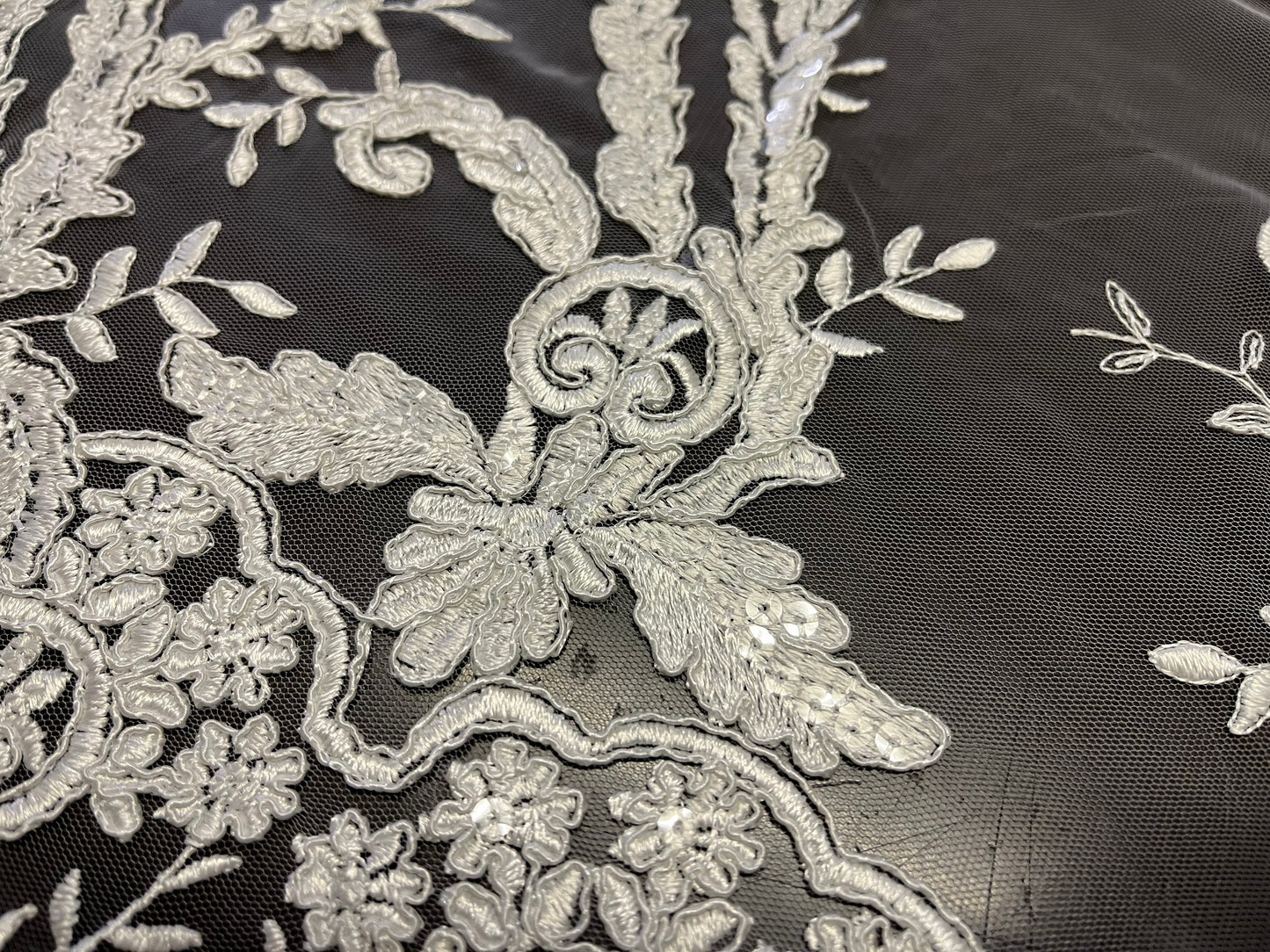 NEW High Class Bridal Embroidered Sequins Tulle Trim / Trimming