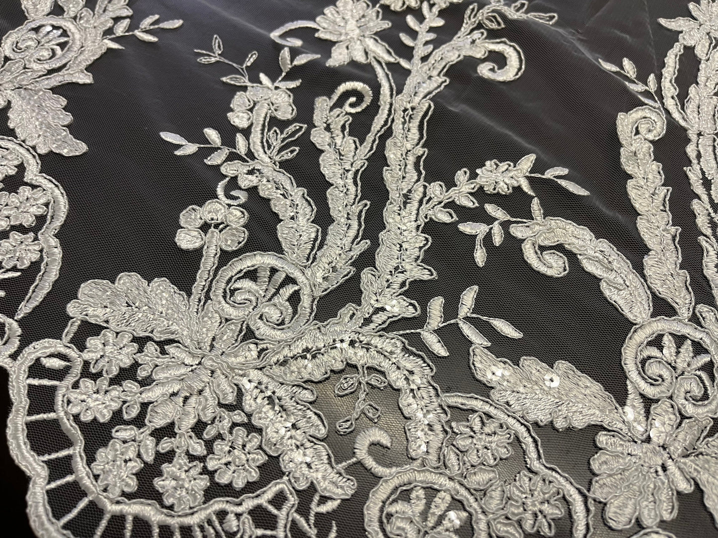 NEW High Class Bridal Embroidered Sequins Tulle Trim / Trimming