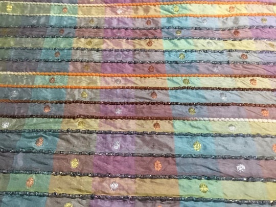 NEW High Class Stripe Embroidered Silk Lurex Fabric