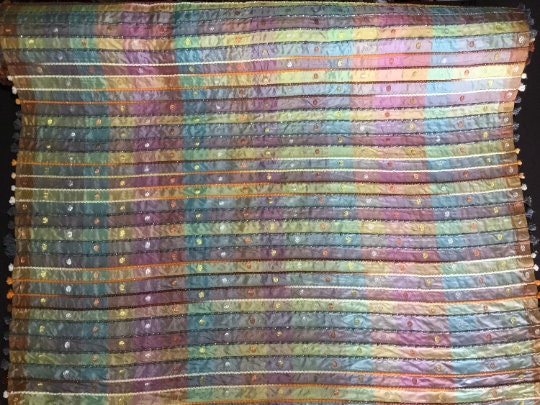 NEW High Class Stripe Embroidered Silk Lurex Fabric