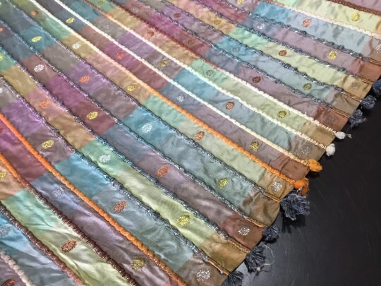 NEW High Class Stripe Embroidered Silk Lurex Fabric